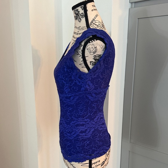 Elegant Royal Blue Lace Sleeveless Top by INC in Size XS - Picture 3 of 5